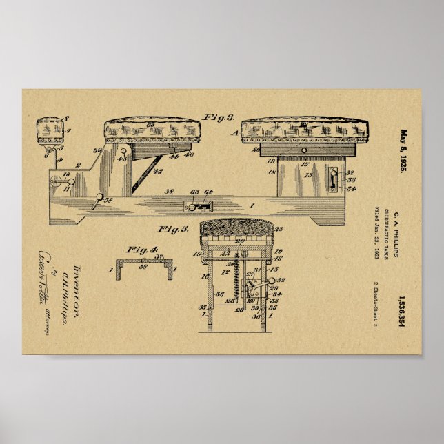 1925 Impresión del arte de la patente de la tabla  (Frente)