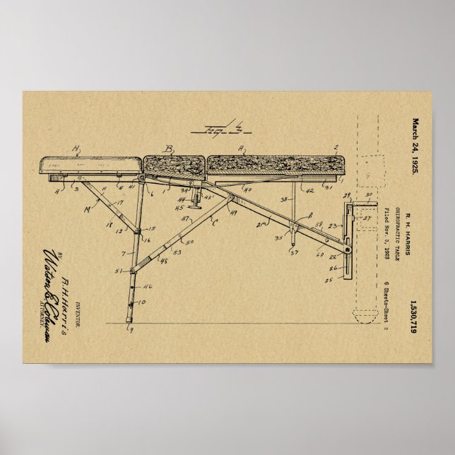 1925 Impresión del arte de la patente de la tabla  (Frente)