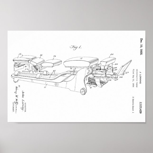 1935 Impresión del arte de la patente de la tabla  (Frente)