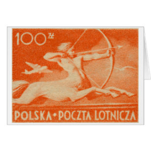 1948 sello polaco del correo aéreo de 100 zt