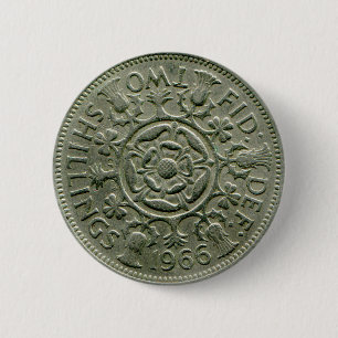 1966 Británicos botón de dos chelines
