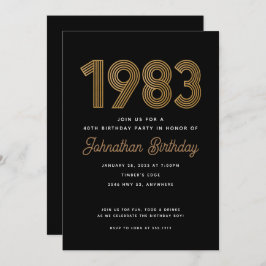 1983 Invitación a los 40 años en negro y oro