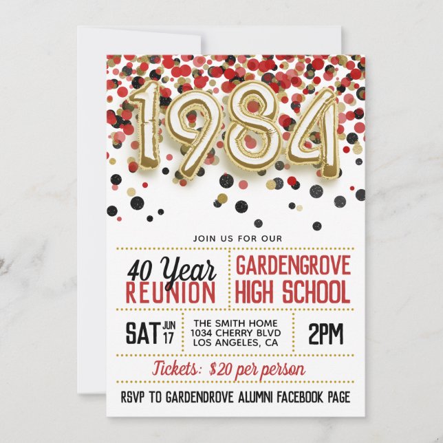 1984 Invitación a la Reunión de la Escuela Secunda (Anverso)