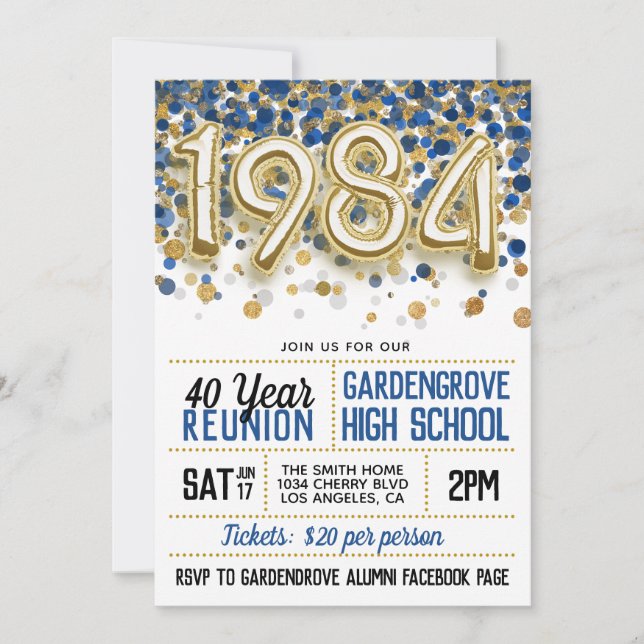 1984 Invitación a la Reunión de la Escuela Secunda (Anverso)