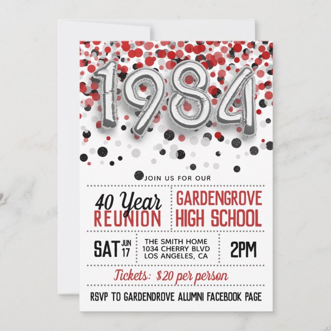 1984 Invitación a la Reunión de la Escuela Secunda (Anverso)