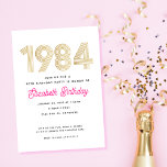 1984 Oro blanco rosado caliente 40.ª invitación de<br><div class="desc">Celebra con estas inspiradas invitaciones de cumpleaños número 40 de 1984.</div>