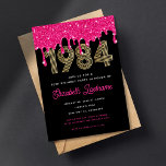 1984 Purpurina Rosado Invitación a cumplir 40 años<br><div class="desc">Celebra con estas inspiradas invitaciones de cumpleaños número 40 de 1984.</div>