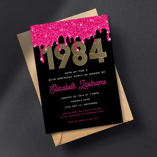 1984 Purpurina Rosado Invitación a cumplir 40 años