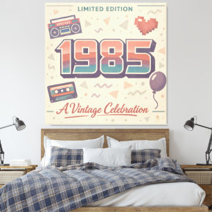 1985 Cuadro de cumpleaños vintage en lienzo – Edic