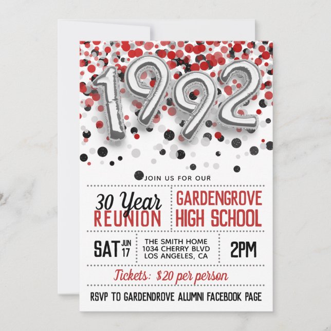 1992 Invitación a la Reunión de la Escuela Secunda (Anverso)