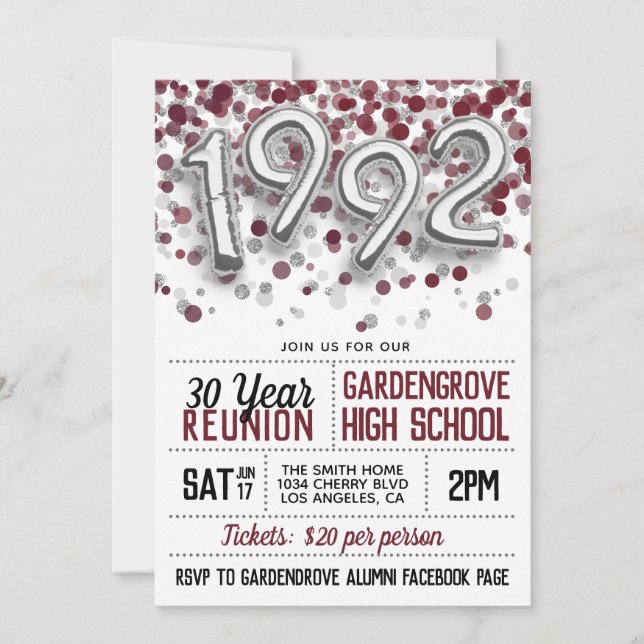 1992 Invitación a la Reunión de la Escuela Secunda (Anverso)