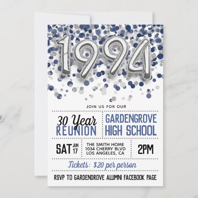 1994 Invitación a la Reunión de la Escuela Secunda (Anverso)