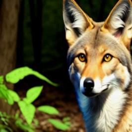 "1996" Cayote en el arte del lienzo forestal