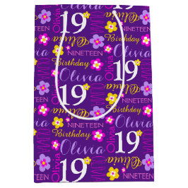 19.ª bolsa de regalo de nombre personalizado púrpu