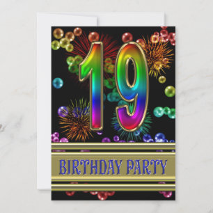 19.ª fiesta de cumpleaños Invitación con burbujas