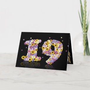19.ª tarjeta de cumpleaños con letras floridas