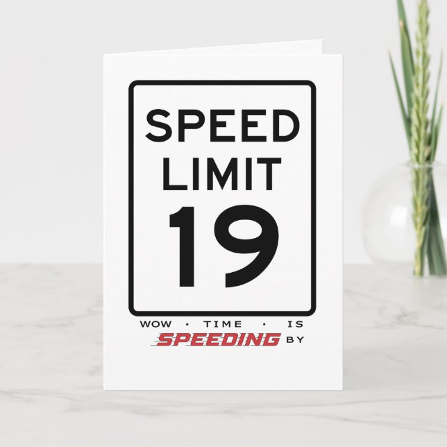 19.ª tarjeta de cumpleaños de límite de velocidad (Anverso)