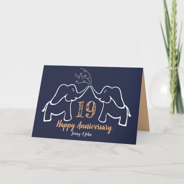 19.º aniversario del boda de bronce tarjeta de ele (Anverso)