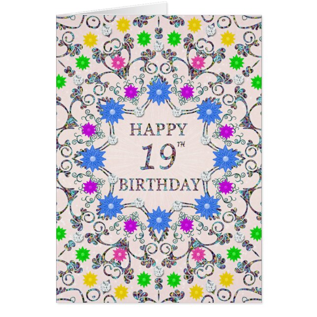 19.º cumpleaños Flores abstractas  (Frente)