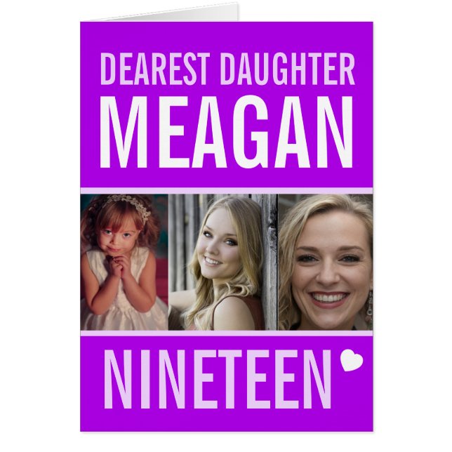 19th birthday three photos purple Daughter (Frente)