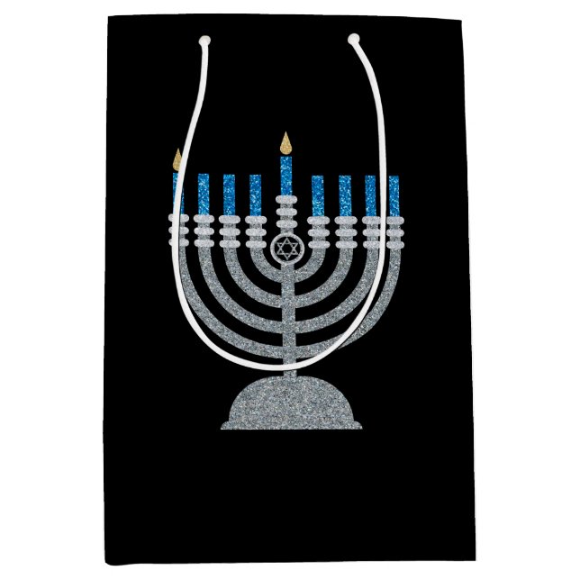 1.ª Bolsa de regalo media de Purpurina de Hanukkah (Anverso)