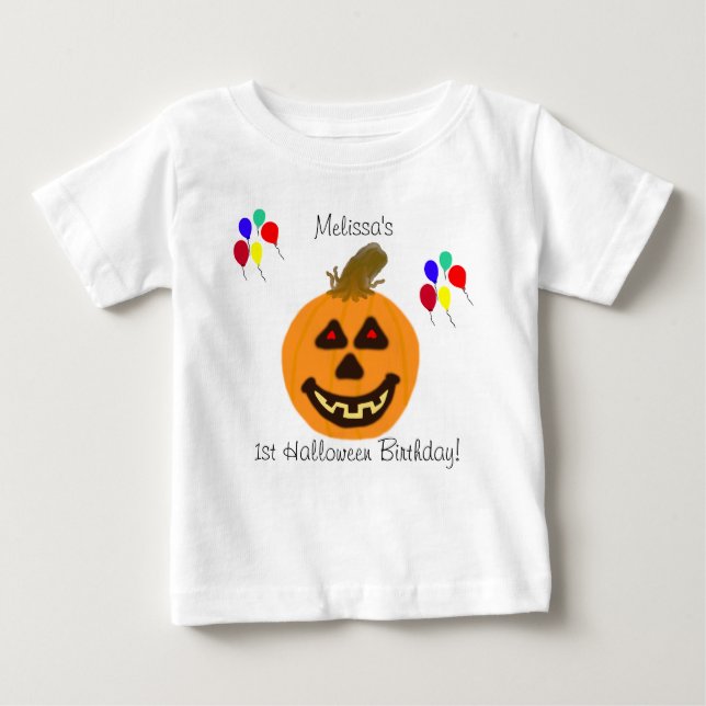 1.ª Calabaza de cumpleaños de Halloween y camiseta (Anverso)
