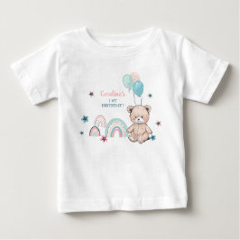 1.ª camiseta de cumpleaños con un lindo oso de pel