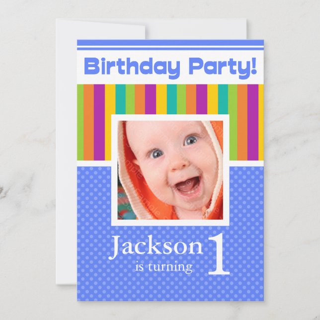1.ª fiesta de cumpleaños Invitaciones diversión Ne (Anverso)