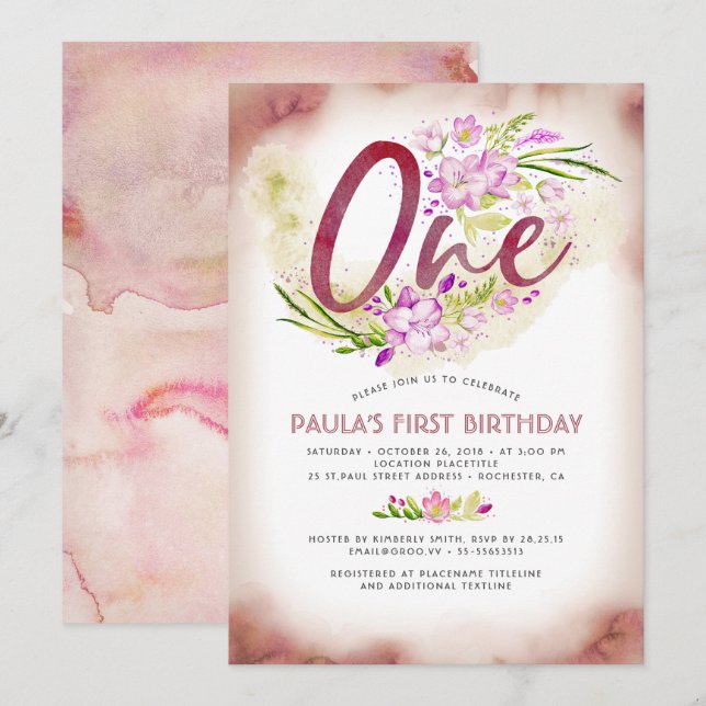 1.ª Fiesta de cumpleaños Primera invitación (Anverso / Reverso)