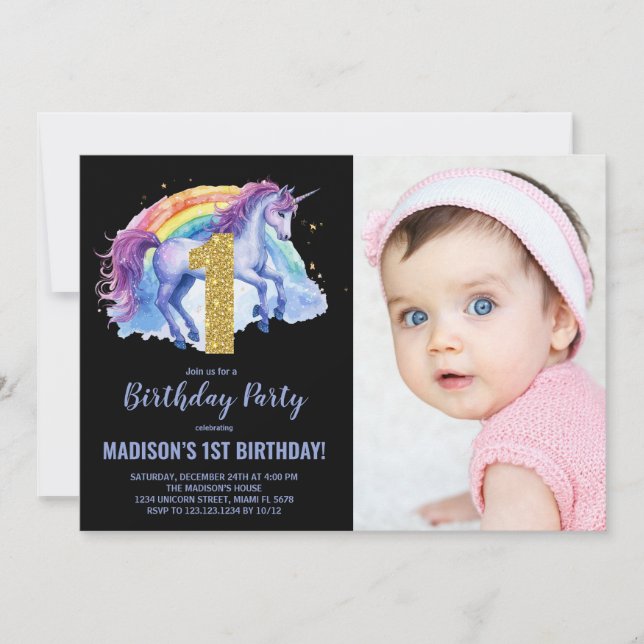 1.ª foto de invitaciones de cumpleaños de Rainbow  (Anverso)