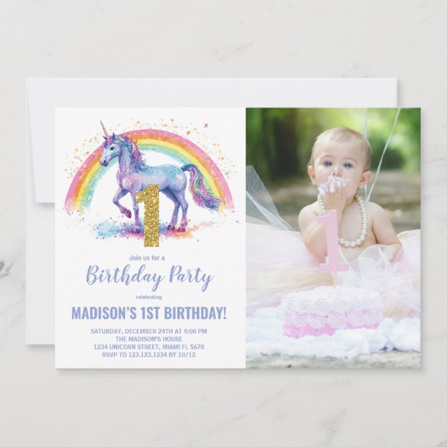 1.ª foto de invitaciones de cumpleaños de Rainbow  (Anverso)
