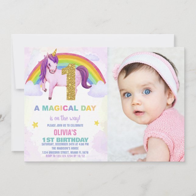 1.ª foto de invitaciones de cumpleaños de Rainbow  (Anverso)