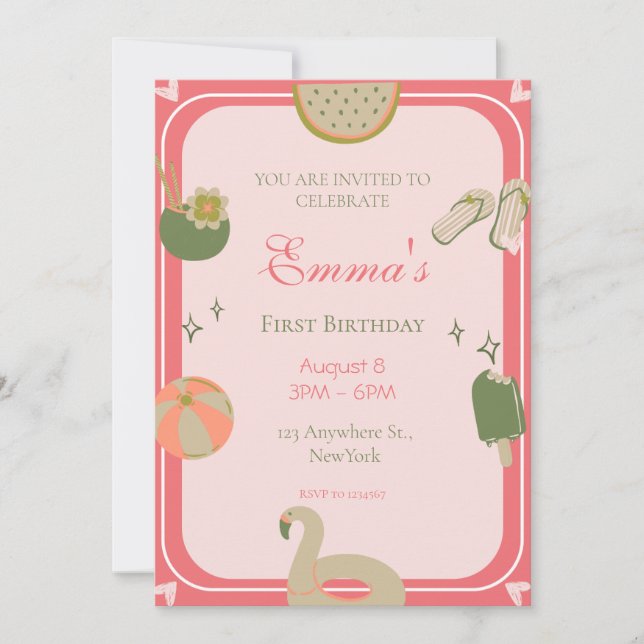 1.ª foto de invitaciones de cumpleaños del Fiesta  (Anverso)