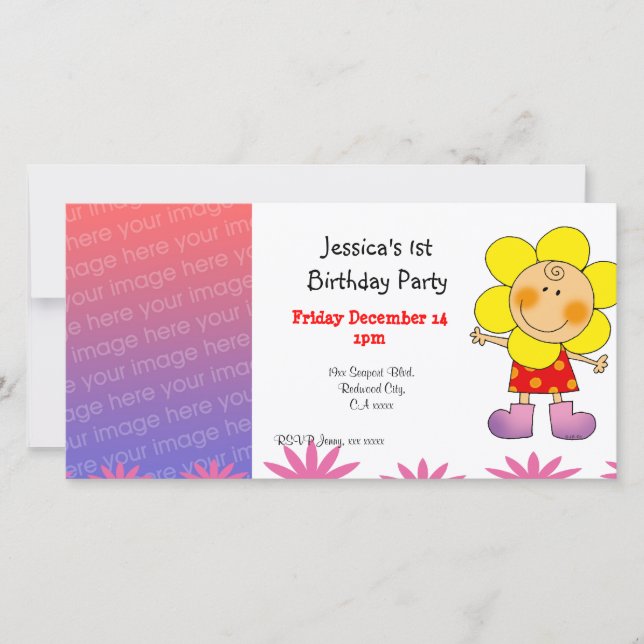 1.ª invitación a fiestas de chicas de cumpleaños ( (Anverso)