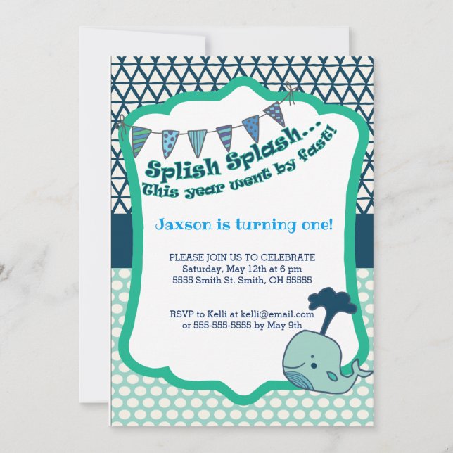 1.ª invitación a la ballena de cumpleaños (Anverso)