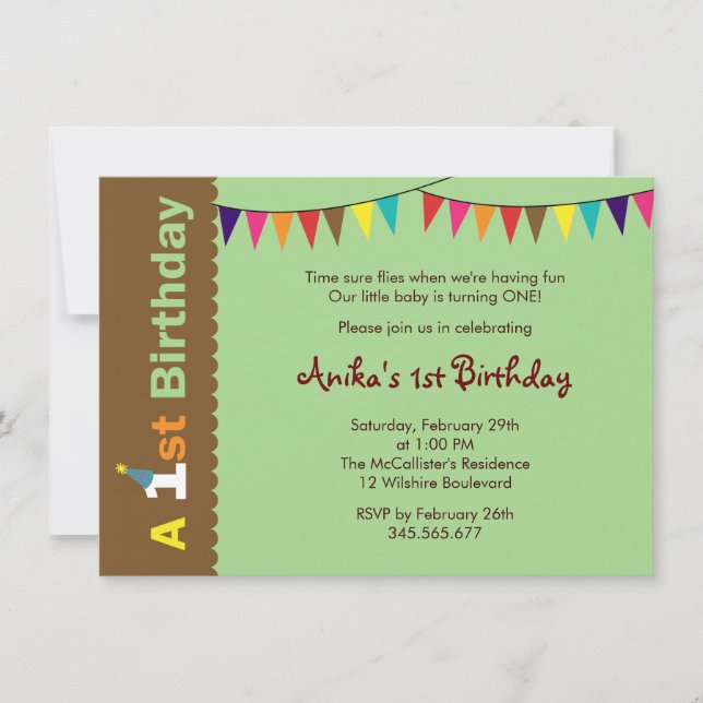1.ª invitación a la fiesta de cumpleaños para los  (Anverso)