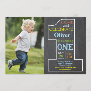 1.ª Invitación a la foto de Birthday Boy Chalkboar