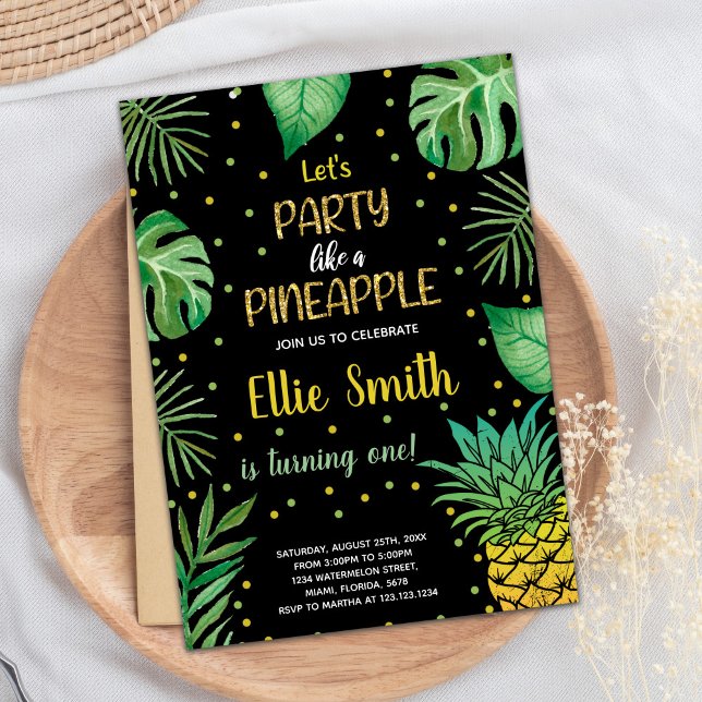 1.ª invitación a la piña verde negra (1st Black Green Pineapple Invitations)