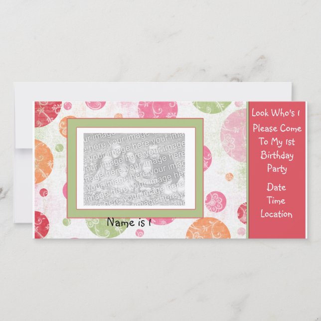 1.ª Invitación a la tarjeta fotográfica de cumplea (Anverso)