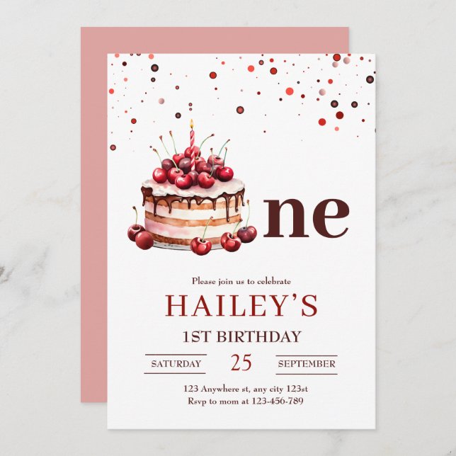 1.ª invitación a tomar el bizcocho de cumpleaños,  (Anverso / Reverso)