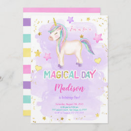 1.ª invitación a unicornio de cumpleaños