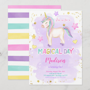 1.ª invitación a unicornio de cumpleaños