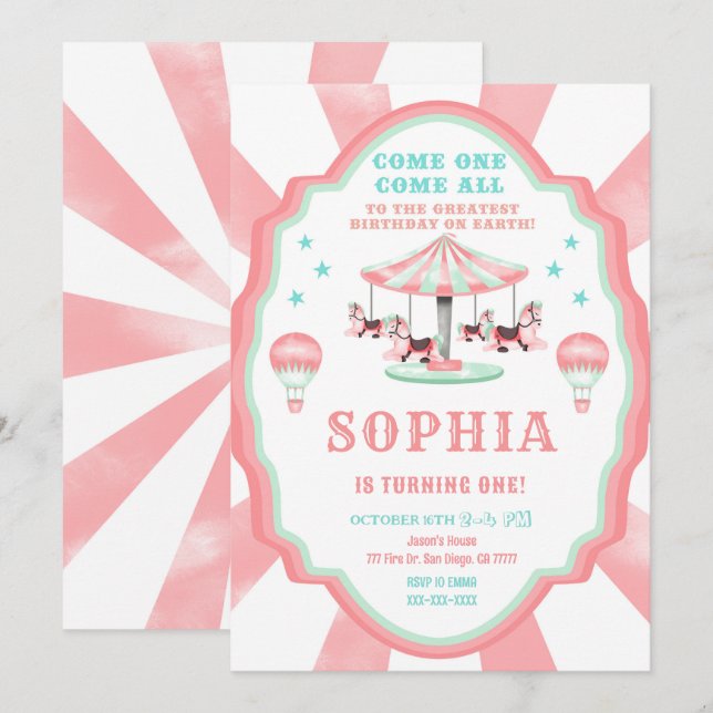 1.ª invitación al circo de cumpleaños (Anverso / Reverso)