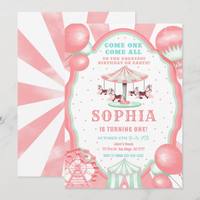 1.ª invitación al circo de cumpleaños (Anverso / Reverso)