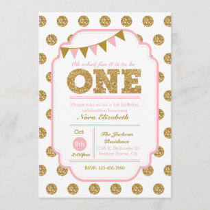 1.ª invitación al cumpleaños - puntos de polka ros