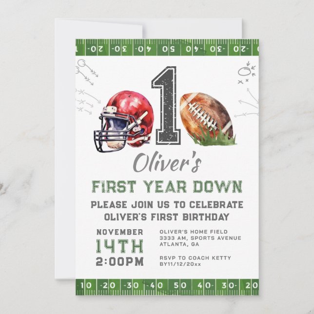 1.ª Invitación al fútbol de Birthday Boy Editable (Anverso)