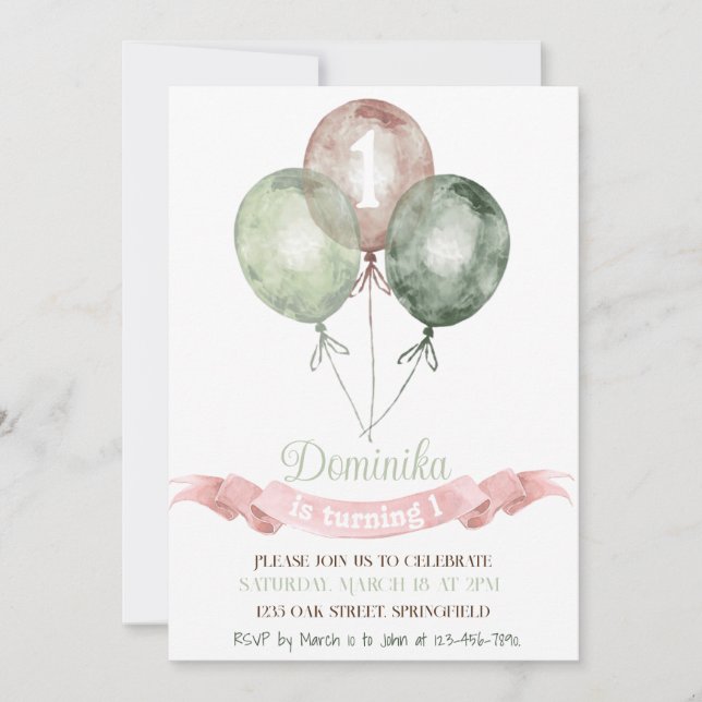 1.ª invitación de chica de cumpleaños,fiesta de cu (Anverso)