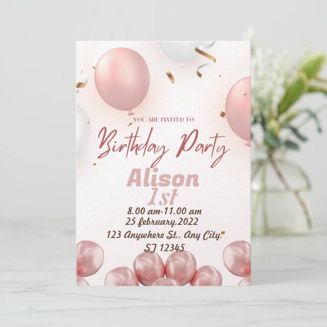 1.ª invitación de cumpleaños (Anverso de pie)