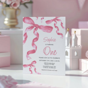 1.ª invitación de cumpleaños a Bow rosado