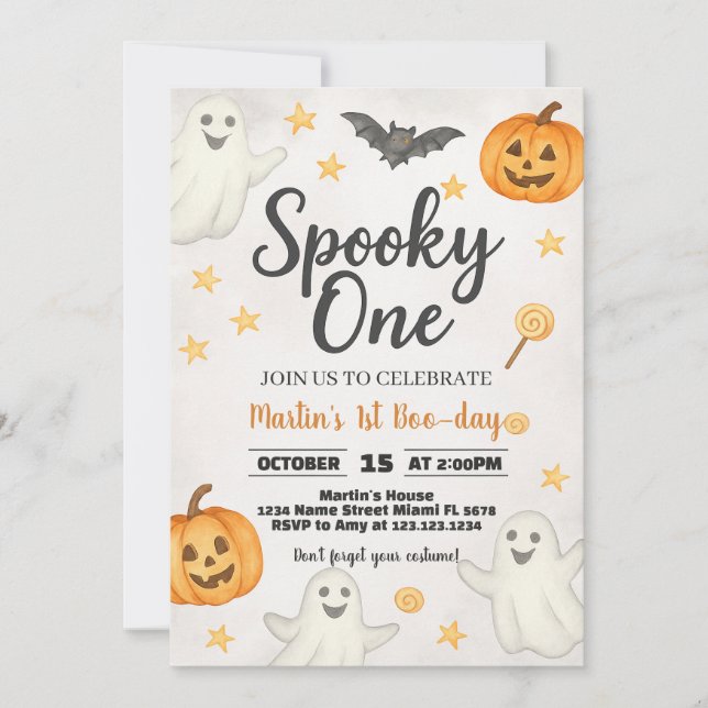 1.ª invitación de cumpleaños a Halloween (Anverso)